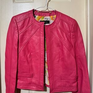 Escada Women's Pink Leather Mod Jacket Sz 36/M